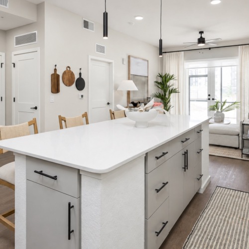 Well-lit kitchen with ample counter space