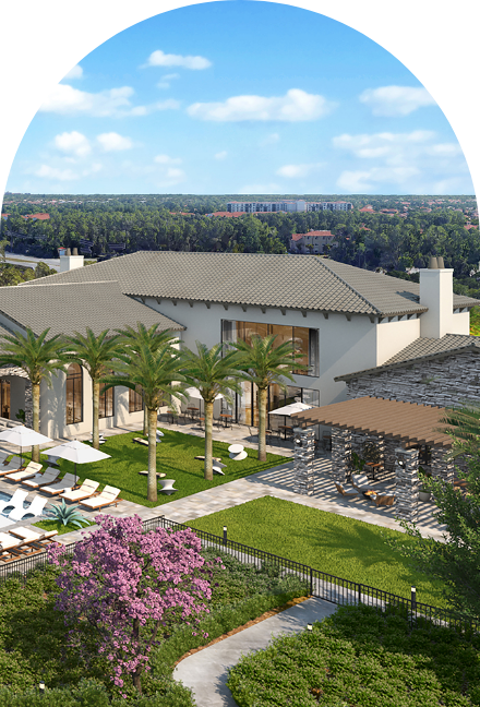 aerial rendering of Fiori apartment clubhouse in Naples Florida