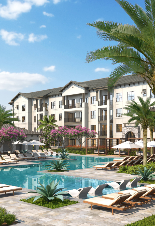 view from the pool of apartment buildings at Fiori