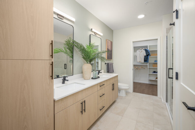 bathroom with double vanity