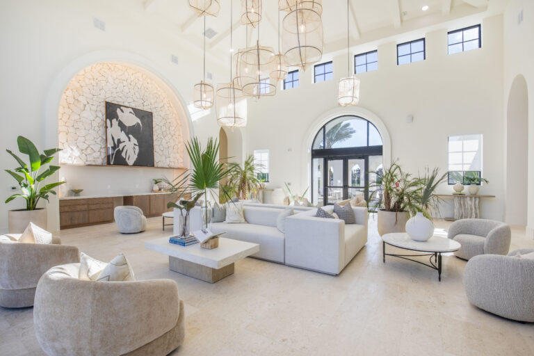 Grand lounge with high ceilings at Fiori Apartments