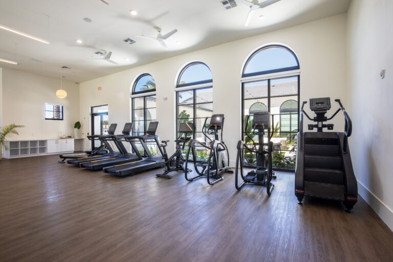 Treadmills and workout area at Fiori Apartments